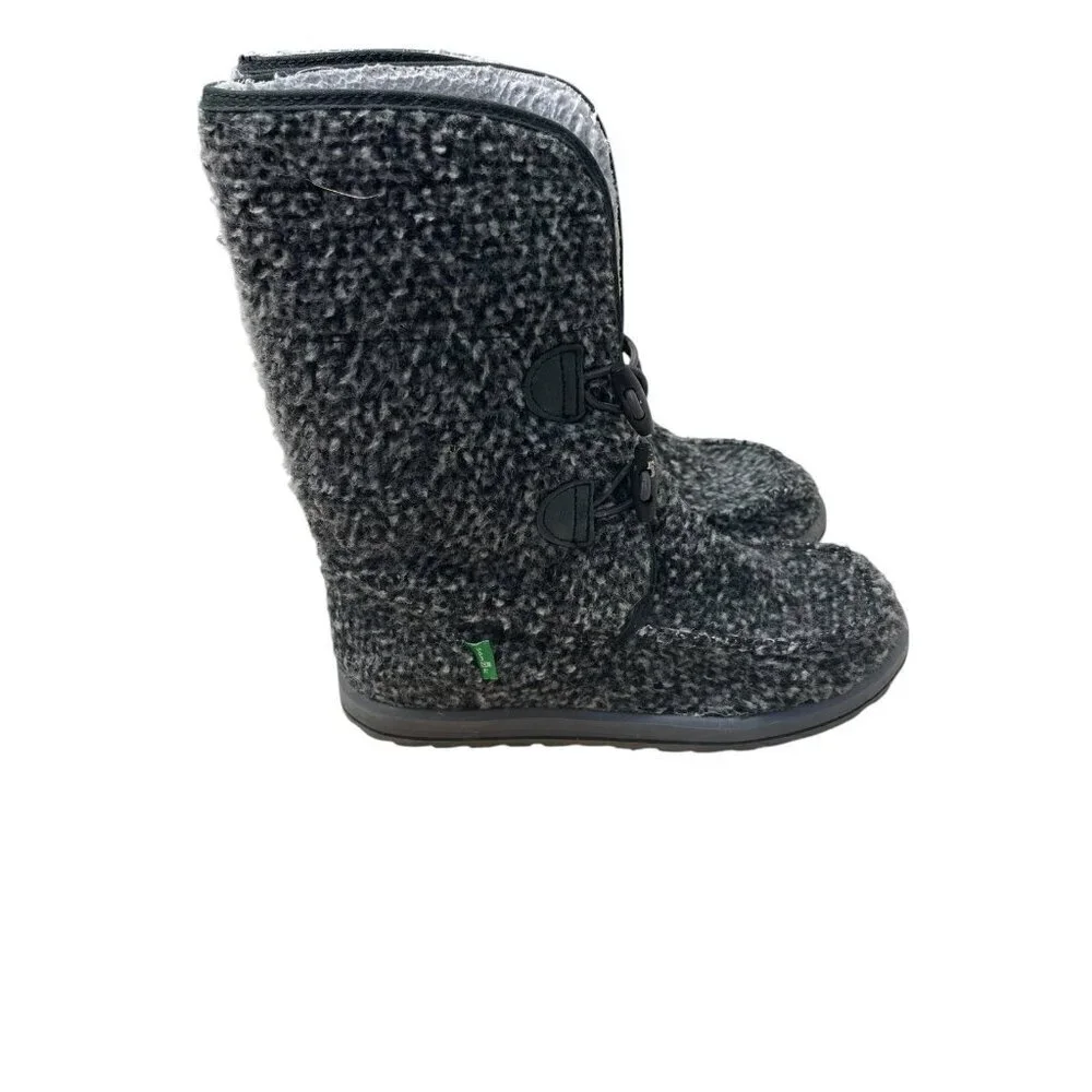 Sanuk The Horizon Boots Cozy Faux Fur Lined Women’s Size 7 Gray Weatherproof